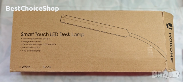 Hokone LED настолна тъч лампа, Димируема, 4 цвята, 5 нива на яркост, Гъвкаво рамо – Бяла, снимка 2 - Настолни лампи - 53674056