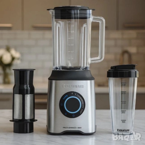 Блендер Taurus Prior Advance+ 1800 (1800W, 2L, 6 ножа, 4 функции, филтър, чаша) и Prior Inox 1500 (1