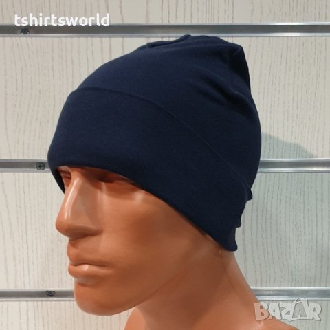 Нова зимна шапка с подгъв в цвят индиго