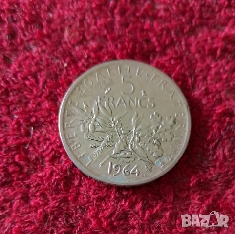 5 франка 1964 г Франция , снимка 2 - Нумизматика и бонистика - 41643312