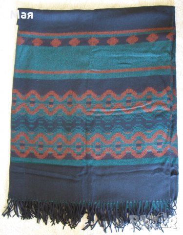 Нов вълнен шал тип "ПОНЧО"- 100% вълна