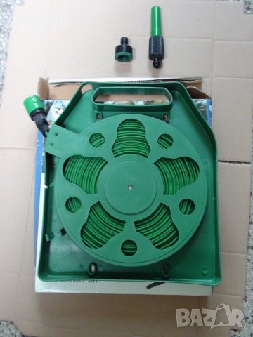 Маркуч - 15 m Немски Качествен плосък маркуч с Адаптери на макара - внос от Германия !!!, снимка 8 - Градински инструменти - 39386648