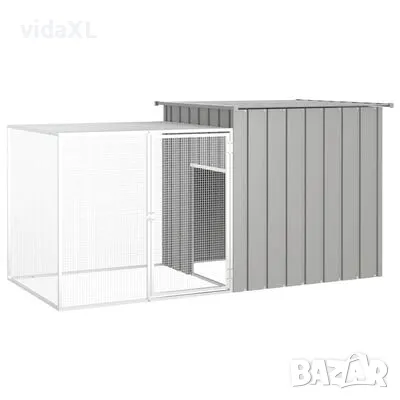 vidaXL Клетка за пилета сива 200x91x100 см поцинкована стомана（SKU:171546, снимка 2 - Други стоки за животни - 47548379