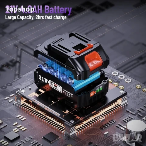 НОВ Електрически крик за кола до 5 тона 21V 4.0Ah батерия и LED светлинa, (диапазон: 15-45 см), снимка 2 - Гедорета - 50501199