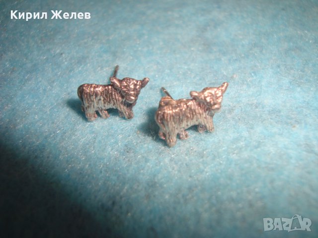 МИНИАТЮРНИ ФИГУРАЛНИ СРЕБЪРНИ ВИНТИДЖ ОБЕЦИ за ЗОДИЯ ТЕЛЕЦ - РЪЧНА АРТ СТАРА ИЗРАБОТКА 25153, снимка 4 - Обеци - 35736208