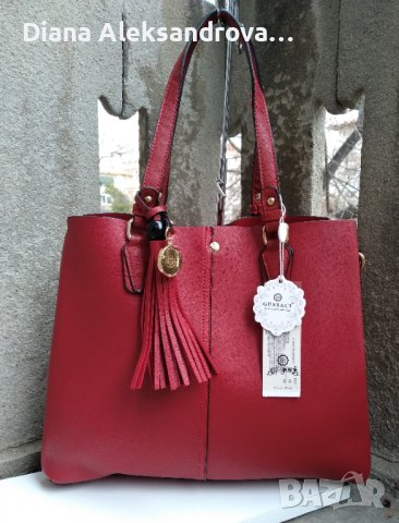 Изчистен модел дамска чанта Gussaci, червена - 28лв., снимка 1