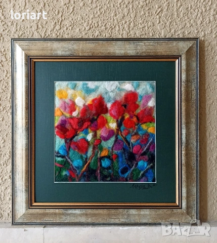 Цветна хармония/вълнена живопис/плъст, снимка 3 - Декорация за дома - 53048554