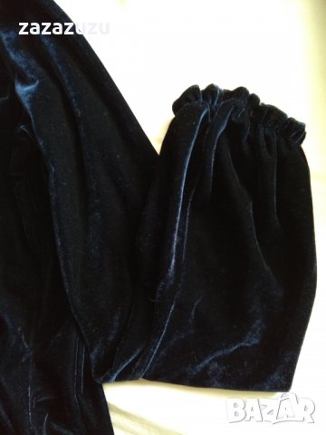 Елегантна дамска рокля синьо кадифе, снимка 5 - Рокли - 35955500