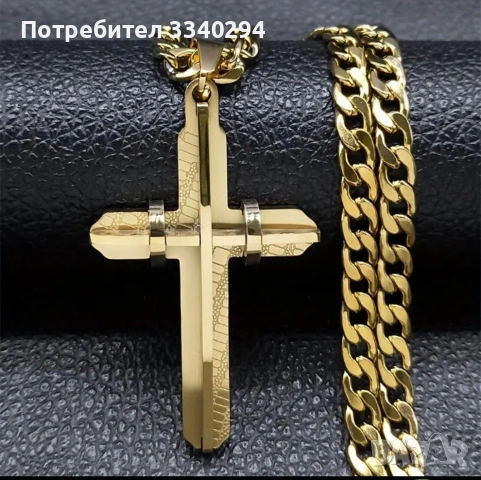 Мъжки ланец с кръст от медицинска стомана