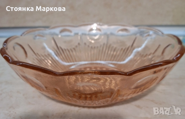 Масивно розово стъкло-чиния,фруктиера,купа от 1960 г., снимка 8 - Форми - 51491688