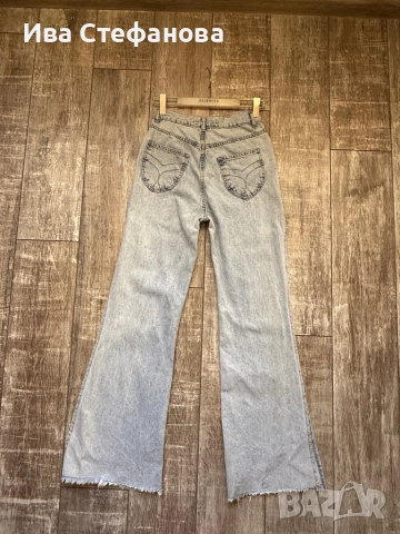 Дамски дънки дънкови панталони накъсани висока талия чарлстон с цепка отстрани , снимка 3 - Дънки - 52485262