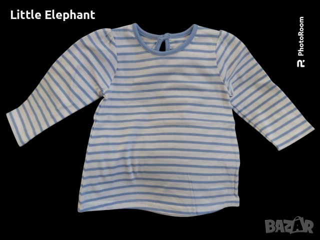 Блузка с дълъг ръкав райе синьо и бяло за момиченце на 9-12 мес/нова