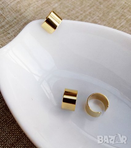 Унисекс обеца маншет -- 24-каратово златно покритие, снимка 8 - Обеци - 40005984