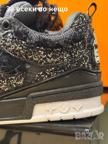 Louis Vuitton Дамски Черни Блестяши Маратонки👟Дамски Спортни Обувки Луис Витон, снимка 4 - Маратонки - 53409643