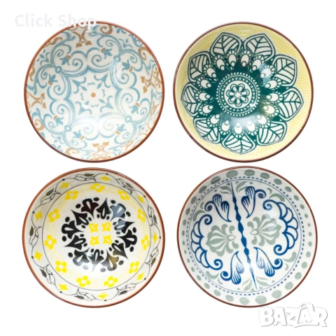 Комплект 4 керамични купички, различни модели, снимка 16 - Сервизи - 53456897