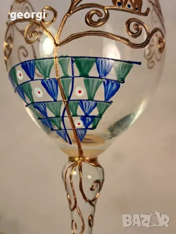 Дизайнерска ръчноизрисувана чаша за вино Nagel уникат , снимка 7 - Антикварни и старинни предмети - 49511854