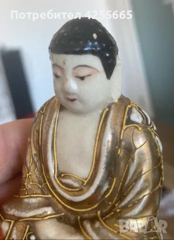 Старинна японска порцеланова фигура изобразяваща Буда, снимка 6 - Антикварни и старинни предмети - 47643285