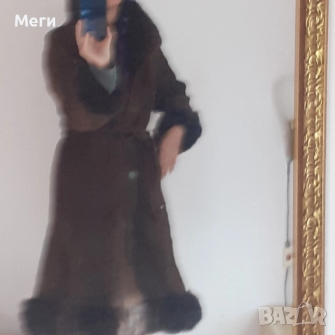 турски дамски кожух за зимата,тъмно кафяв, 100 кожа,дебел и топъл за зимата, снимка 3 - Якета - 52401540