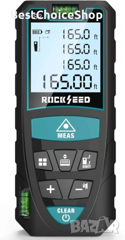 Лазерен далекомер / рулетка 50 м, RockSeed Digital Spirit Nivel, LCD подсветка