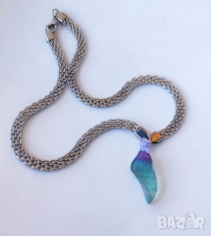 Ангелски крила. Колиета чокър с многоцветен флуорит, снимка 10 - Колиета, медальони, синджири - 41631007
