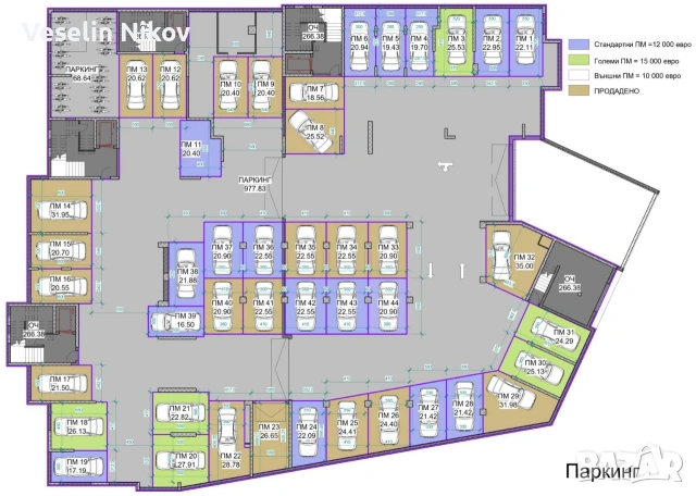 гараж подземно парко място под наем голямо 29м.кв., снимка 7 - Гаражи и паркоместа - 53390921