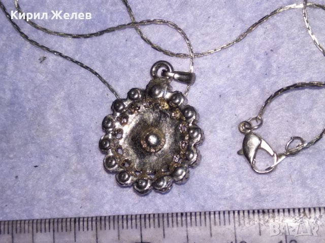 СРЕБРИСТО ВИНТИДЖ АРТ КОЛИЕ с МЕДАЛЬОН с ИСКРЯЩИ ФАСЕТИРАНИ КРИСТАЛИ 31797, снимка 6 - Колиета, медальони, синджири - 41682647