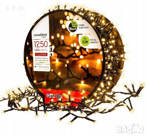 Светещ гирлянд 1250 LED с дължина 25м Коледни лампички украса декорация 