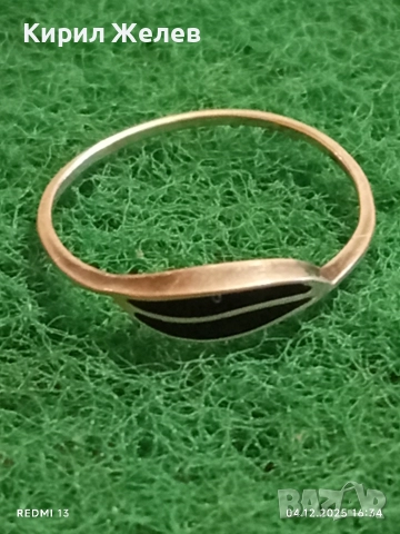 Елегантен нежен сребърен пръстен с черен емайл много красив 52414, снимка 7 - Пръстени - 52652514