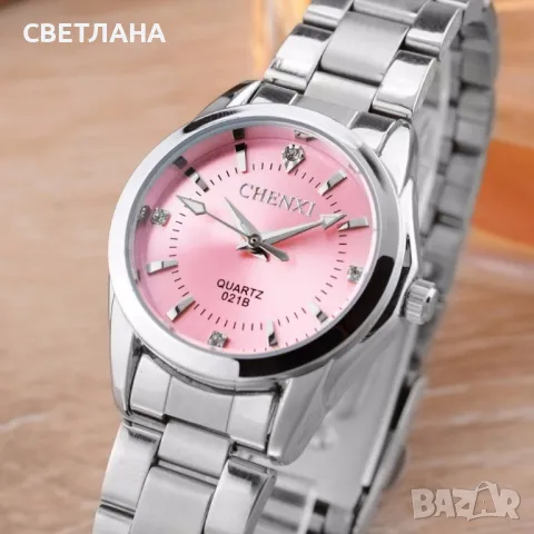 Оригинален Дамски ръчен часовник с кварцов механизъм и метална каишка, снимка 9 - Дамски - 47817516