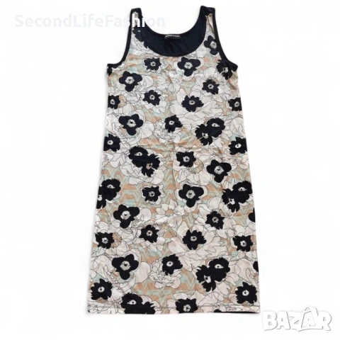 Рокля Sonia Rykiel миди кройка с цветя памук-полиестер размер M черна права кройка