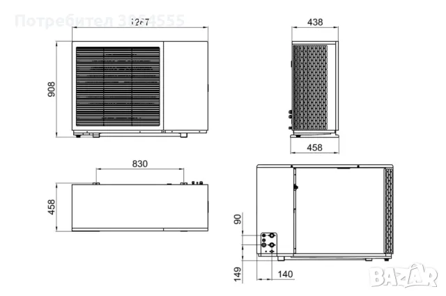 Термопомпа 12kW монофазна R290 - нова, внос, за отопление и БГВ, снимка 5 - Климатици - 55885666