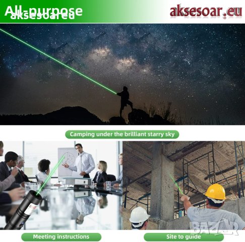 Много мощен зелен лазер 303 лазерна показалка устройство с регулируем фокус със 4 бр. приставки , снимка 18 - Други спортове - 41609613