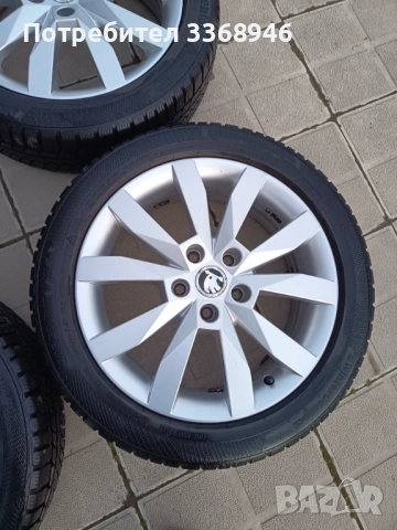 Джанти оригинални Шкода 17" 5х112 с гуми 205/50/17 Skoda Octavia, снимка 9 - Гуми и джанти - 53650056