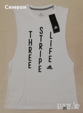 Adidas Three Stripe Life Tank НОВ оригинален потник S Адидас спорт