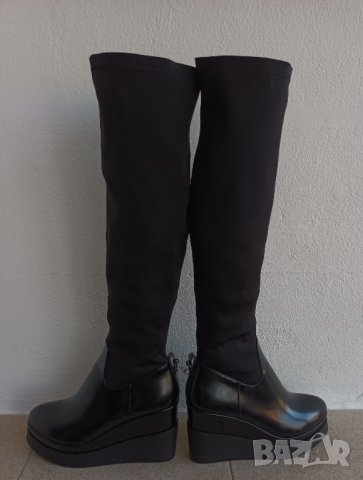 Дамски черни високи еластични ботуши, снимка 7 - Дамски ботуши - 41845645