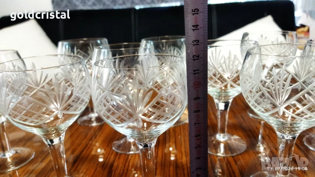 ретро стъклени кристални чаши гравирани , снимка 5 - Антикварни и старинни предмети - 11505582