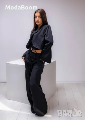 Елегантен черен дамски комплект от две части , снимка 4 - Комплекти - 48009164