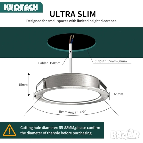 KYOTECH LED вграден прожектор 230 V 4 W G4, снимка 4 - Лед осветление - 52081363