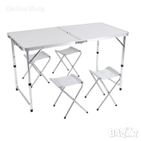 Компект Сгъваема Маса и Столове Malatec , 4 Стола, Алуминиев Материал, Сгъваема, 120 x 60 x 70 cm, снимка 8 - Маси - 42037016