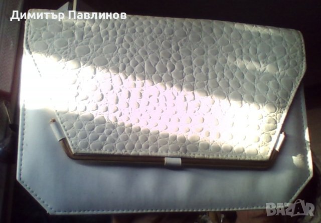Дамска чанта ,ествествена кожа ,цвят бял и черен,нова , снимка 2 - Чанти - 41611802