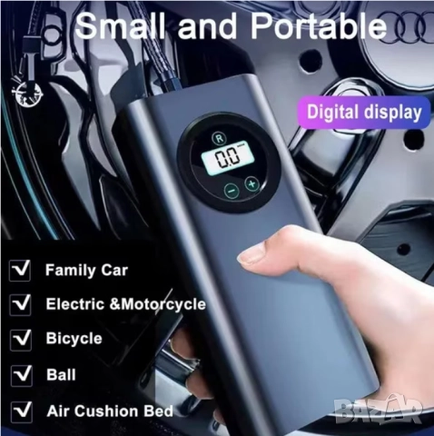 Акумулаторен компресор с цифров дисплей и автоматична функция , снимка 5 - Аксесоари и консумативи - 52352810