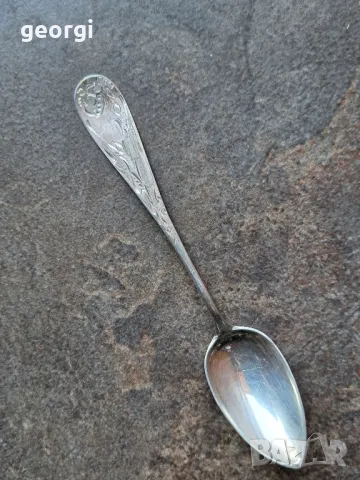 гравирaна немска сребърна лъжичка антика, снимка 7 - Други ценни предмети - 47590568