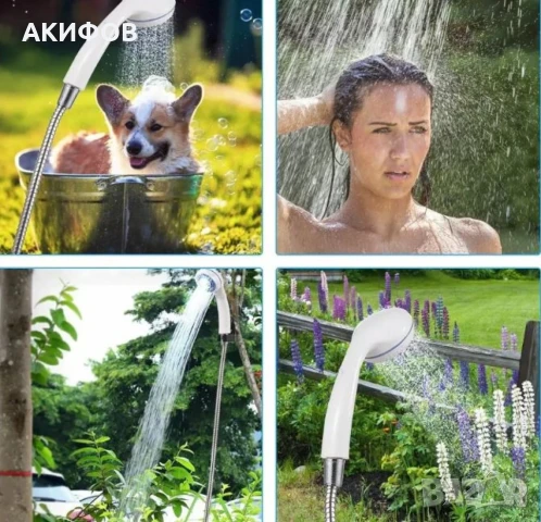 Преносим душ за къмпинг, компактен, USB зареждане, батерия 2200 mAh, снимка 2 - Къмпинг мебели - 51294295