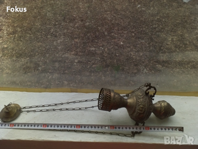 ГОЛЯМО БРОНЗОВО КАНДИЛО, снимка 6 - Антикварни и старинни предмети - 53503563