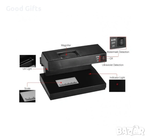 Професионален UV Детектор AD-2138 с Лупа – Пълна проверка на банкноти и документи, снимка 5 - Друга електроника - 53642582