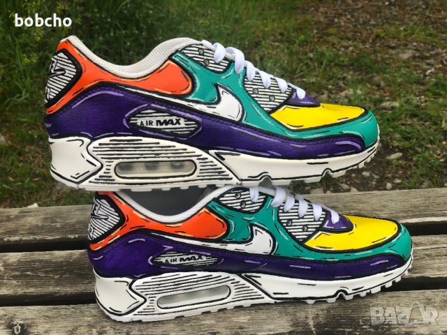 Nike air max 90 100% оригинал cartoon customized ръчно рисувани, снимка 9 - Маратонки - 40414247