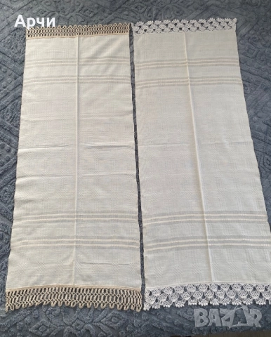 Големи месали от автентични платове с ръчно плетена дантела, снимка 4 - Антикварни и старинни предмети - 52699943