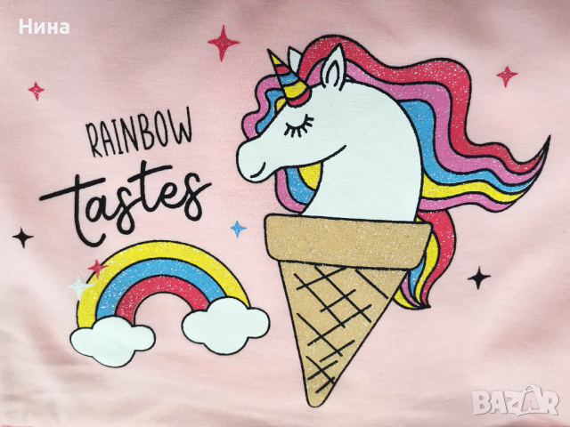 Рокля с еднорог в розово , снимка 3 - Детски рокли и поли - 36129630