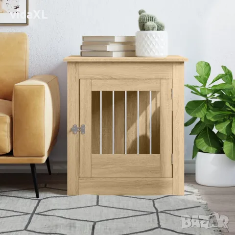 vidaXL Клетка за куче мебел, сонома дъб, 64,5x80x71см, инженерно дърво, снимка 3 - За кучета - 56148082