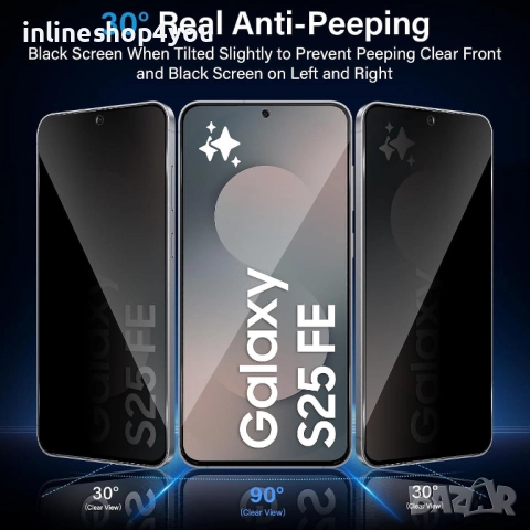 Privacy 5D Стъклен протектор за Samsung Galaxy S25 FE - Anti Spy, снимка 5 - Фолия, протектори - 51896126